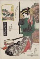 Kanbara Kaoyo de la Tamaya de la série a t kaid jeu de société de courtisanes 1823 Keisai Ukiyoye